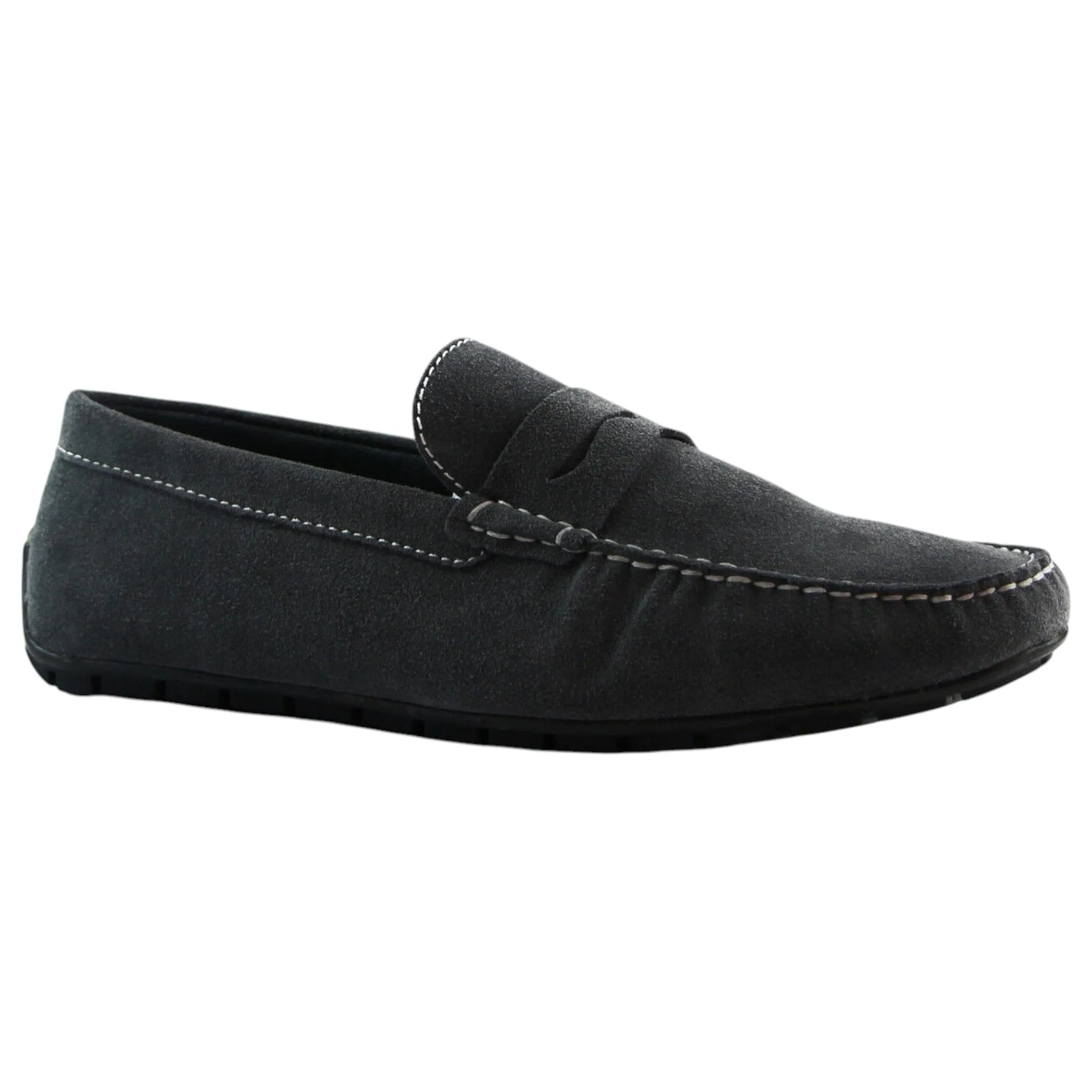 Mens Zasel Breeze Suede Leather Casual Dark Grey Slip On Boat Deck Shoes