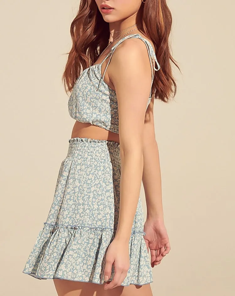 Mini Floral Tie Strap Crop Top