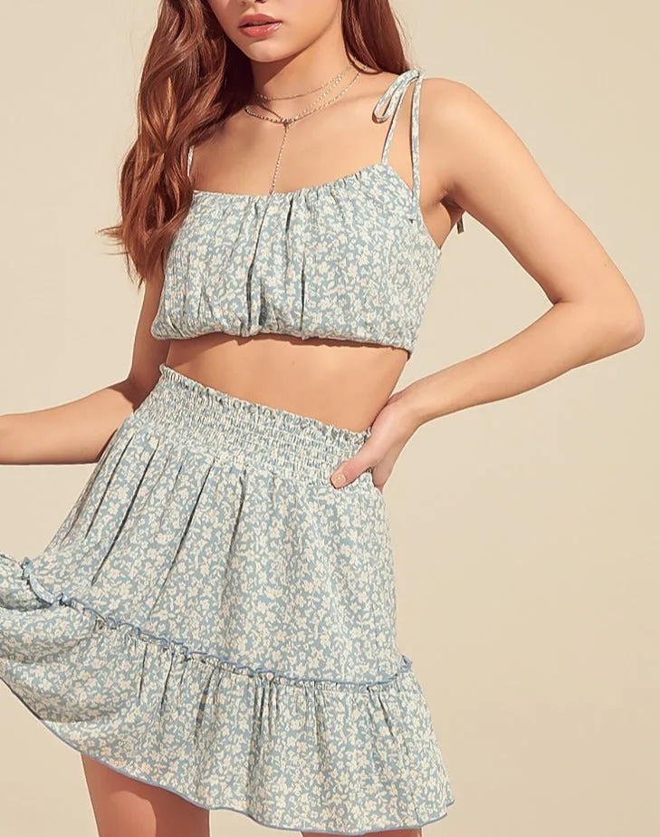 Mini Floral Tie Strap Crop Top