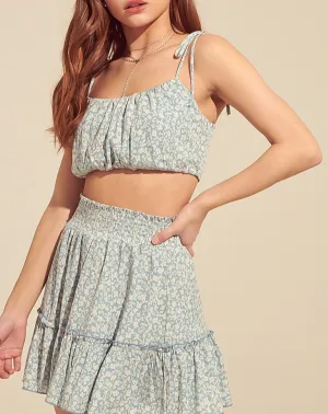 Mini Floral Tie Strap Crop Top