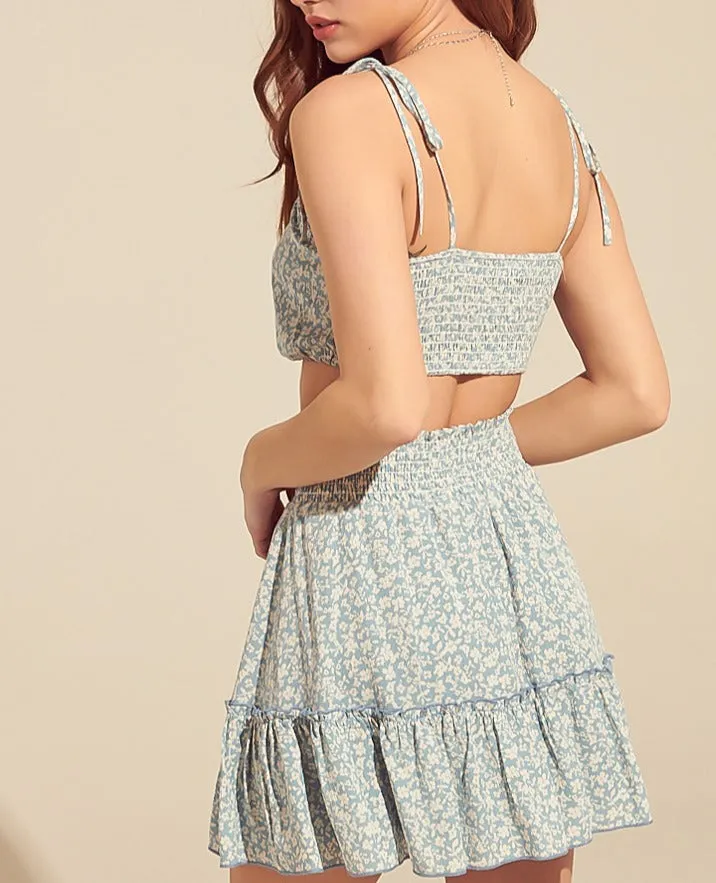 Mini Floral Tie Strap Crop Top