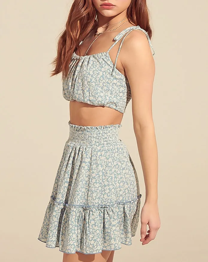 Mini Floral Tie Strap Crop Top