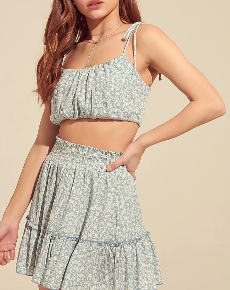 Mini Floral Tie Strap Crop Top