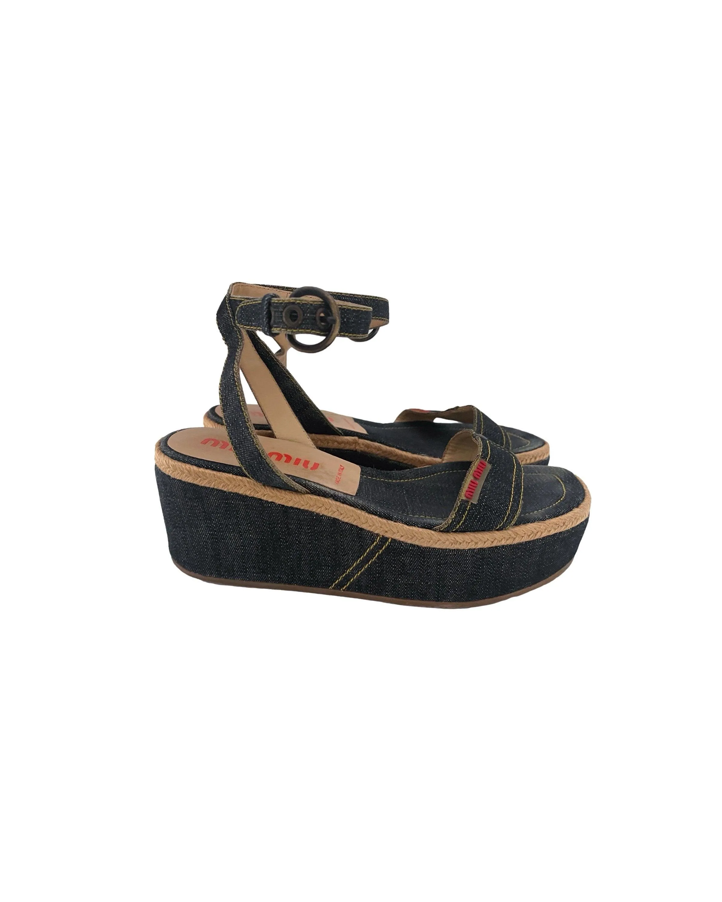 Miu Miu Denim Platform Espadrille