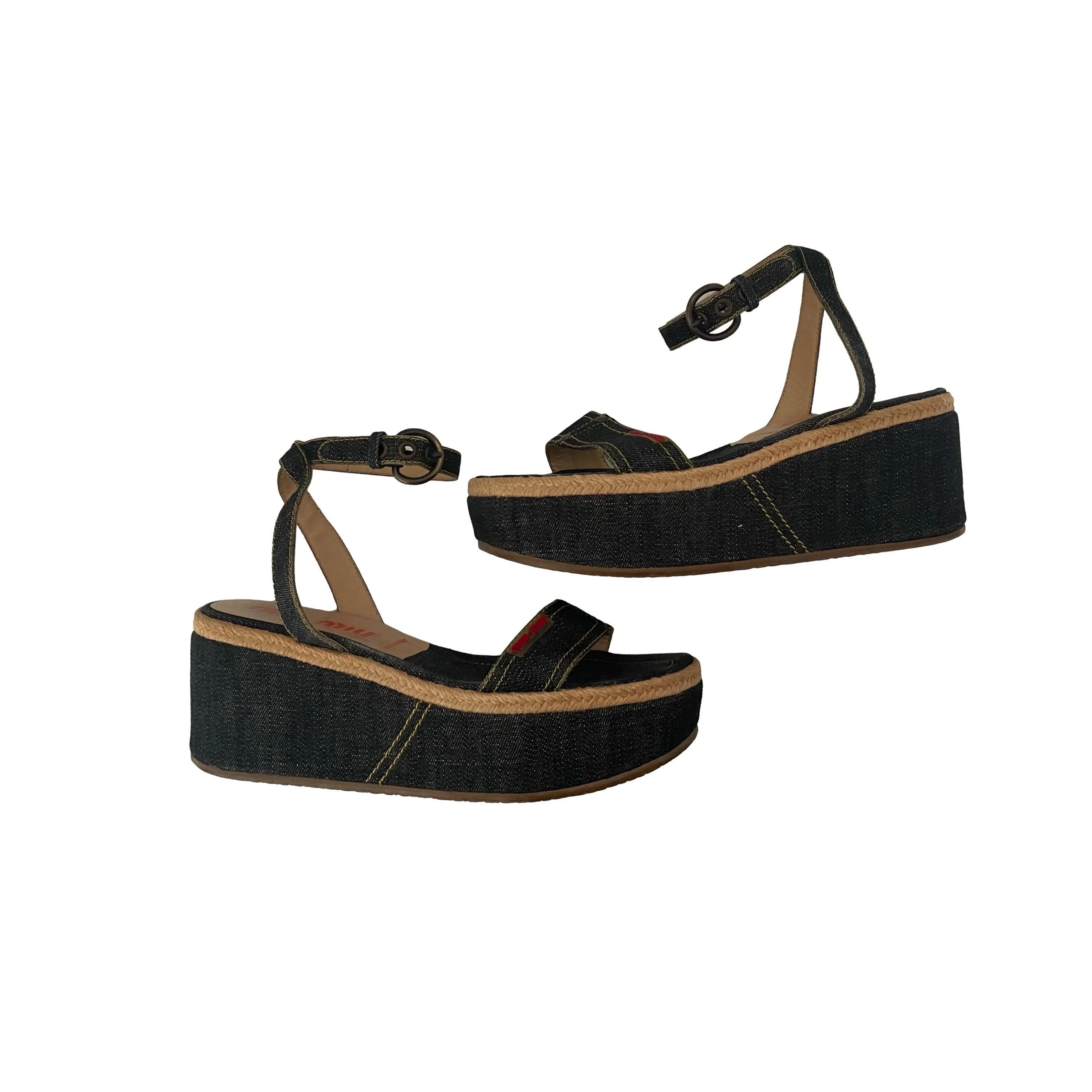 Miu Miu Denim Platform Espadrille