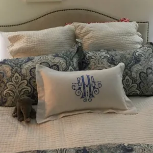Monogrammed 24" Lumbar Pillow with Flange