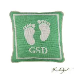 Monogrammed Baby Feet Needlepoint Pillow