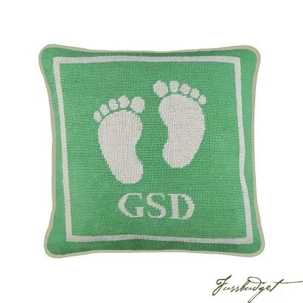 Monogrammed Baby Feet Needlepoint Pillow