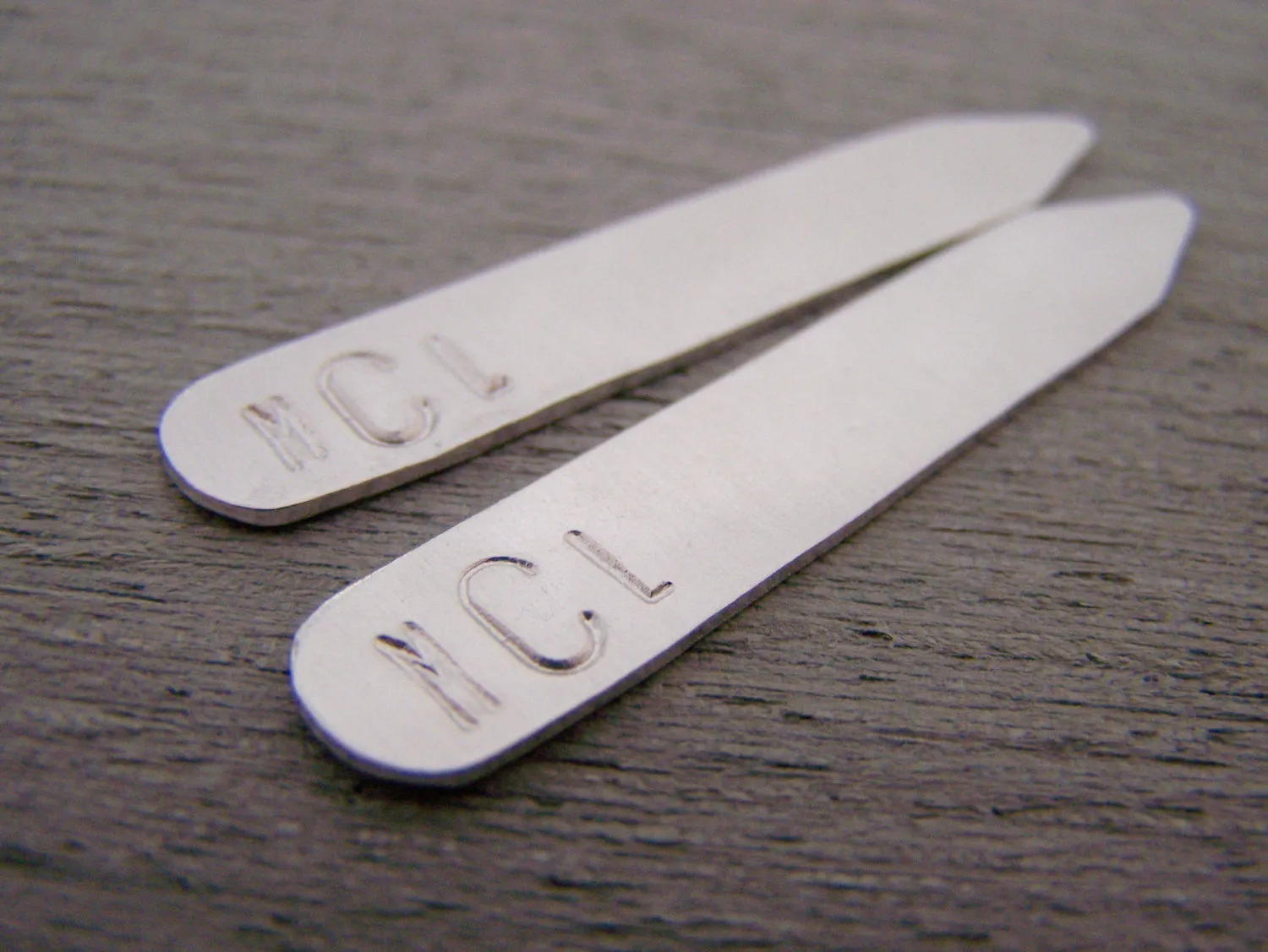 Monogrammed Collar Stays - Personalized Gift -  Hand Stamped Collar Stays / Gift for Him - Mens Accessory - Anniversary Gift
