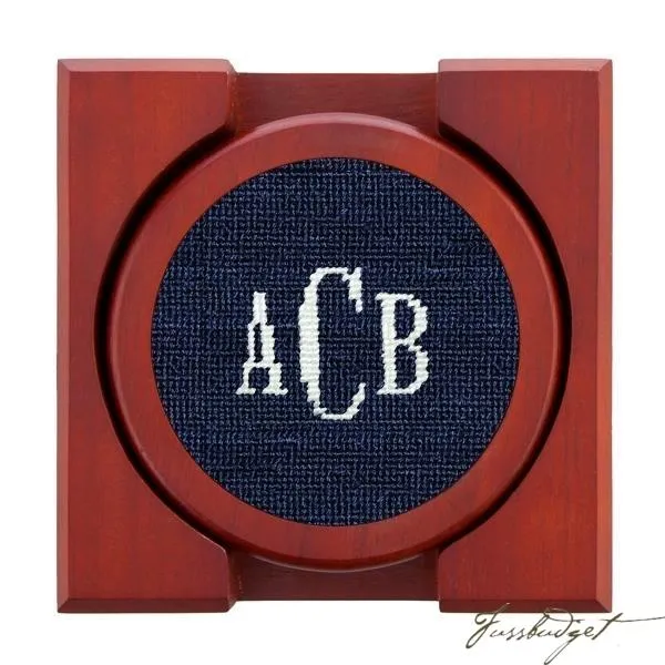 Monogrammed Needlepoint Coaster Set