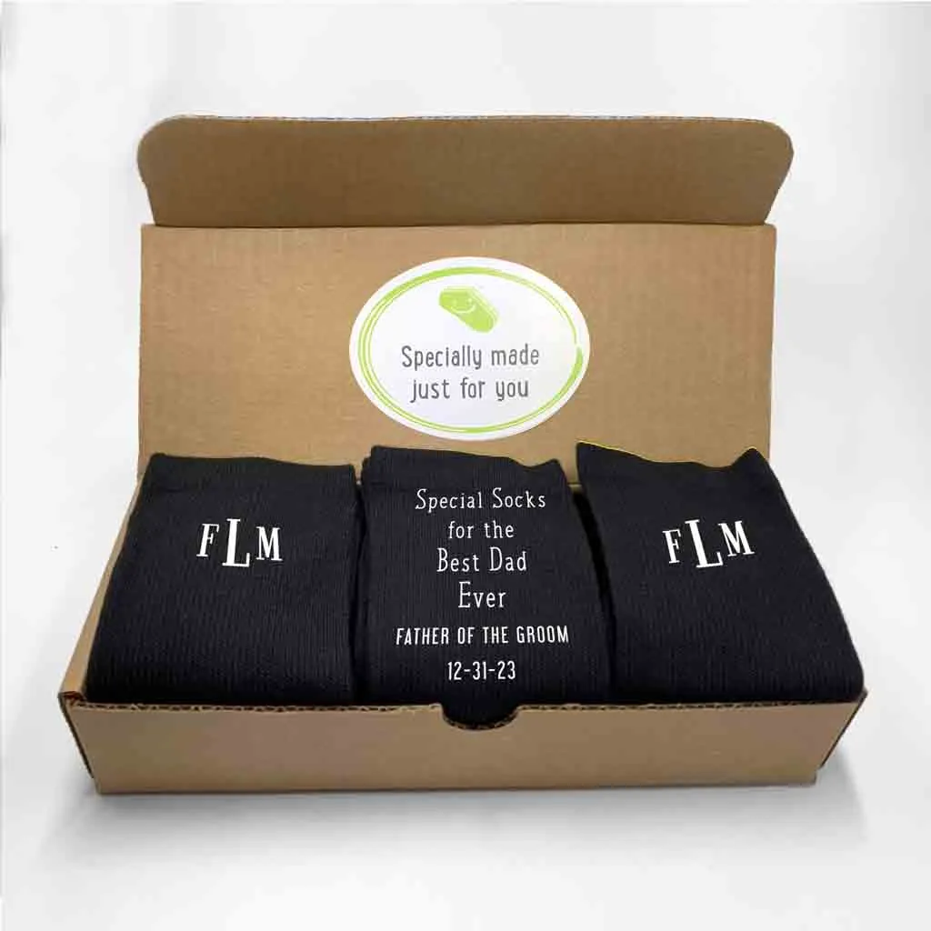 Monogrammed Wedding Socks for the Father of the Groom
