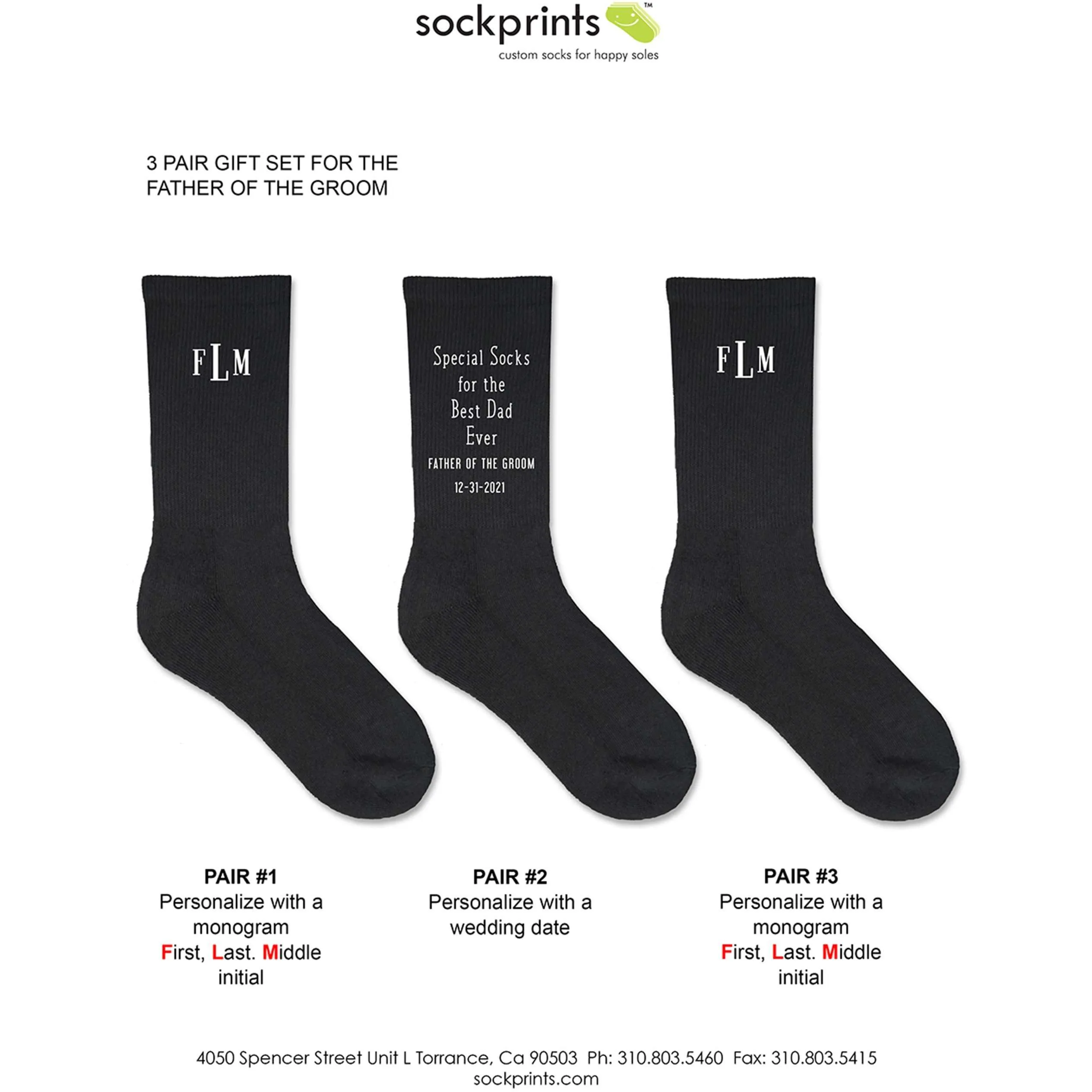 Monogrammed Wedding Socks for the Father of the Groom