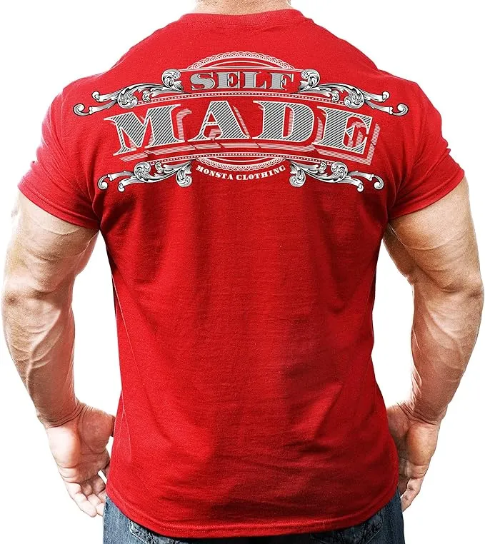 Monsta Clothing Co. Self Made Men's Bodybuilding Workout Athletic Gym Graphic T-Shirt