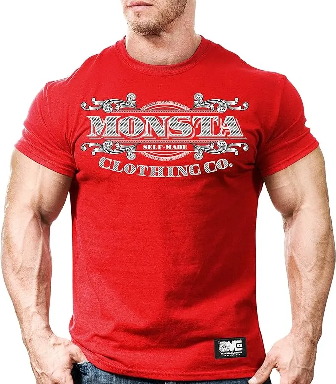 Monsta Clothing Co. Self Made Men's Bodybuilding Workout Athletic Gym Graphic T-Shirt