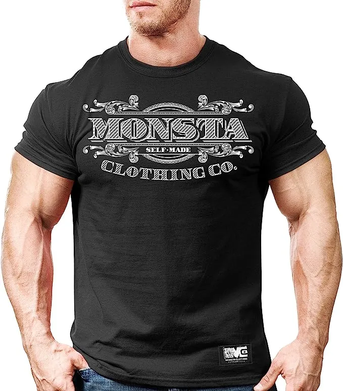 Monsta Clothing Co. Self Made Men's Bodybuilding Workout Athletic Gym Graphic T-Shirt