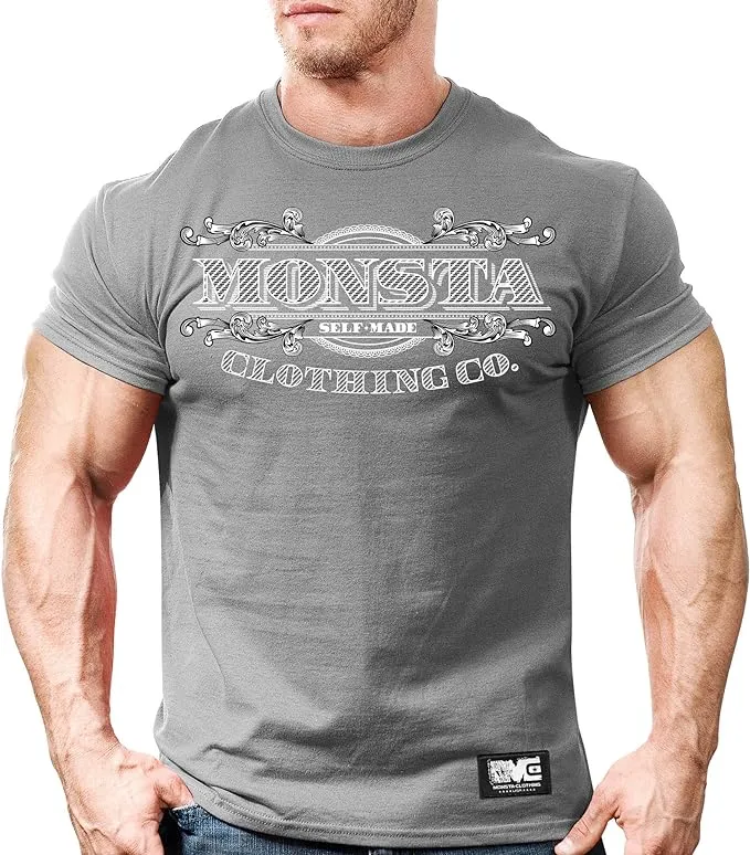 Monsta Clothing Co. Self Made Men's Bodybuilding Workout Athletic Gym Graphic T-Shirt