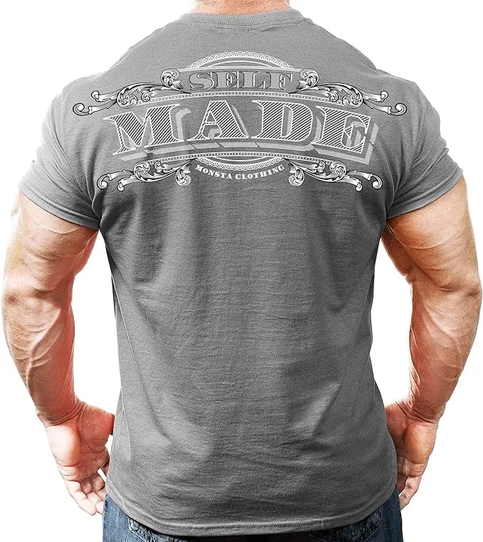 Monsta Clothing Co. Self Made Men's Bodybuilding Workout Athletic Gym Graphic T-Shirt