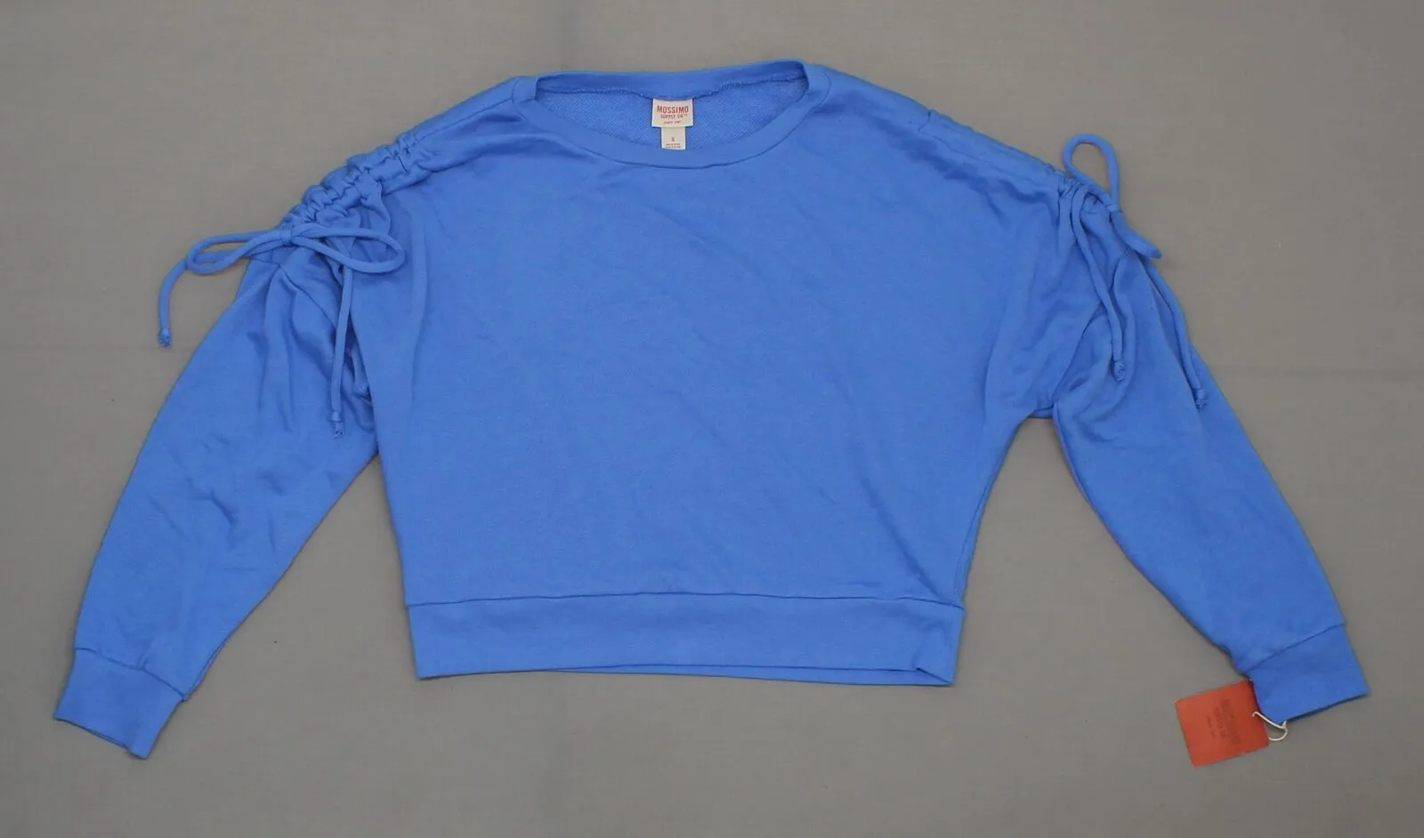 Mossimo Women's Ruched Tie Sleeve Pullover French Terry Sweatshirt