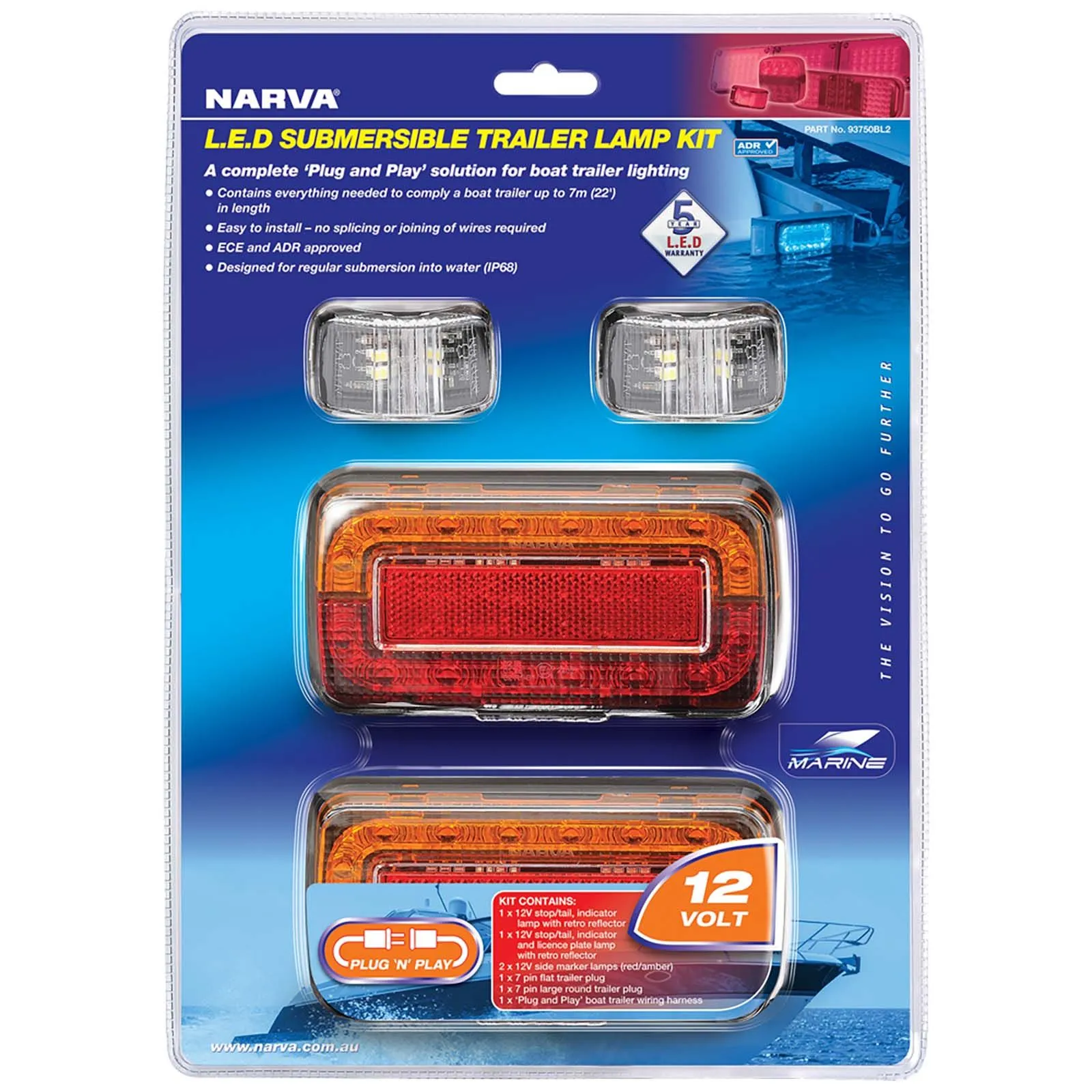Narva 12V Model 37 LED Plug & Play Boat Trailer Lamp Kit