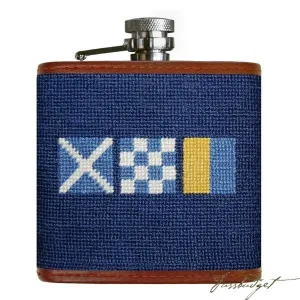 Nautical Flag Monogrammed Needlepoint Flask