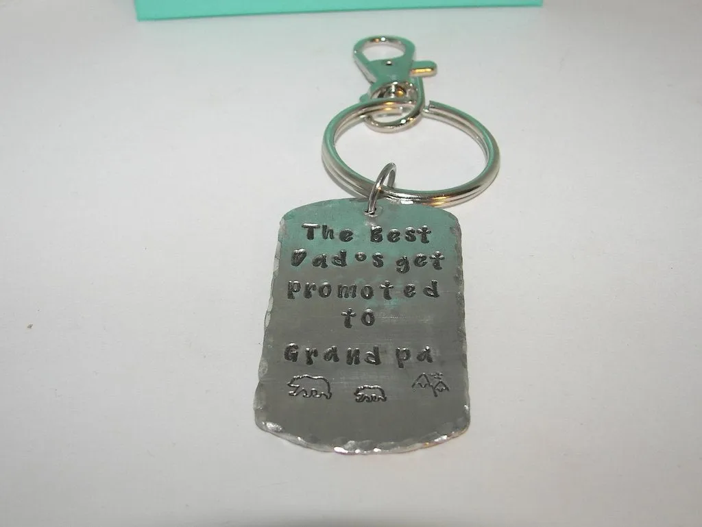 new granddad keychain, grandfather keychain, gift for granddaddy , pa pa bear gift for dad,   personalized keychain, handstamped jewelry