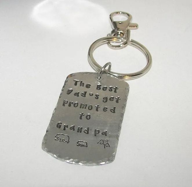 new granddad keychain, grandfather keychain, gift for granddaddy , pa pa bear gift for dad,   personalized keychain, handstamped jewelry