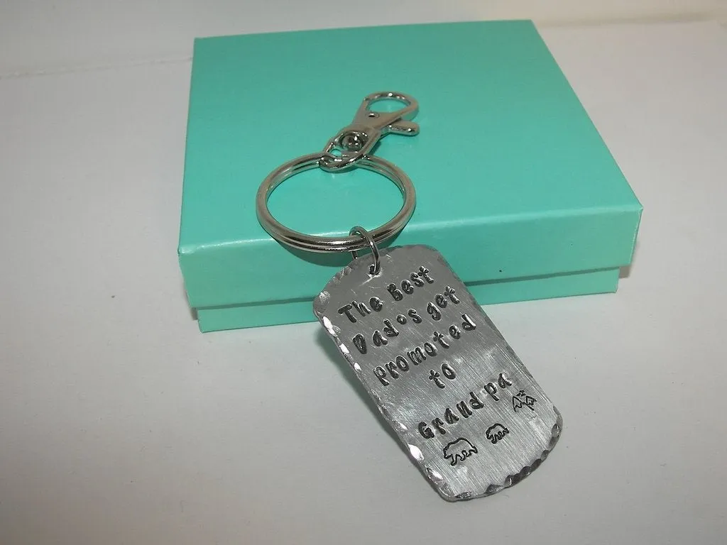 new granddad keychain, grandfather keychain, gift for granddaddy , pa pa bear gift for dad,   personalized keychain, handstamped jewelry