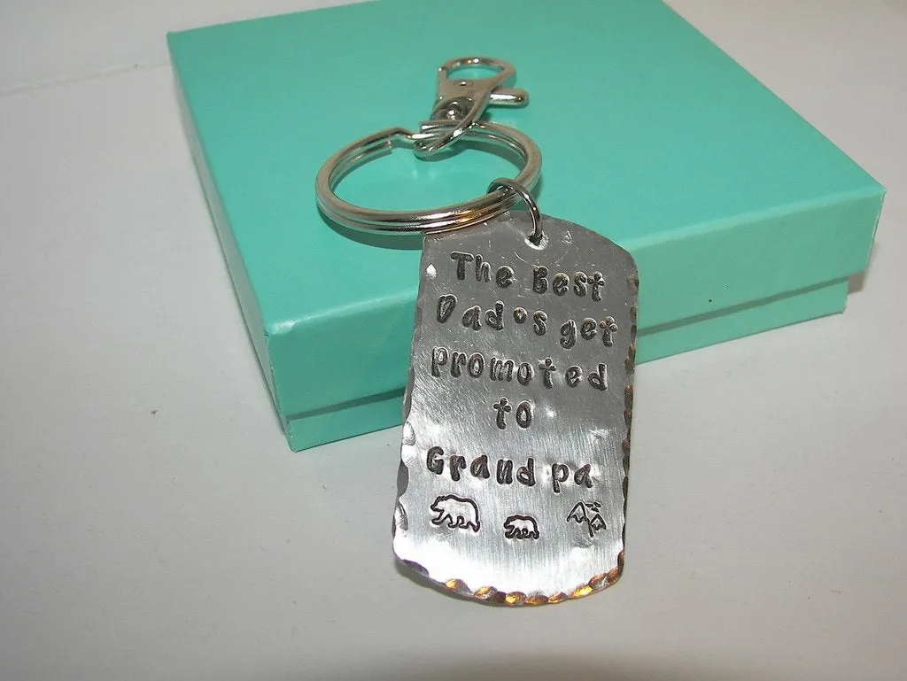 new granddad keychain, grandfather keychain, gift for granddaddy , pa pa bear gift for dad,   personalized keychain, handstamped jewelry