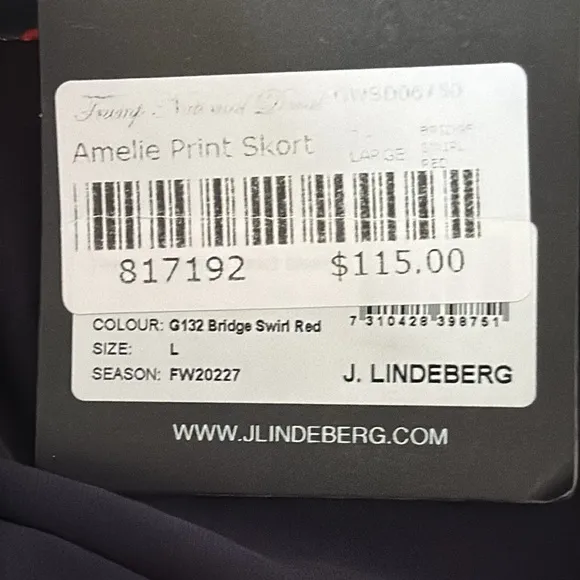 NEW J. Lindeberg large skirt skort athletic women’s red blue $115 tennis golf