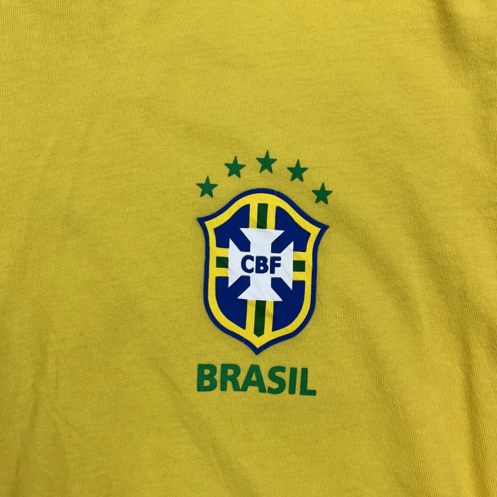 Nike Brazil Football Soccer Yellow Athletic CutT-shirt Size Medium