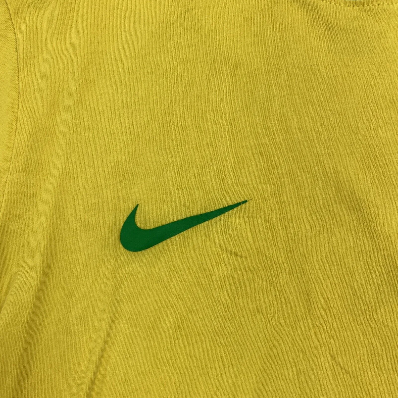 Nike Brazil Football Soccer Yellow Athletic CutT-shirt Size Medium
