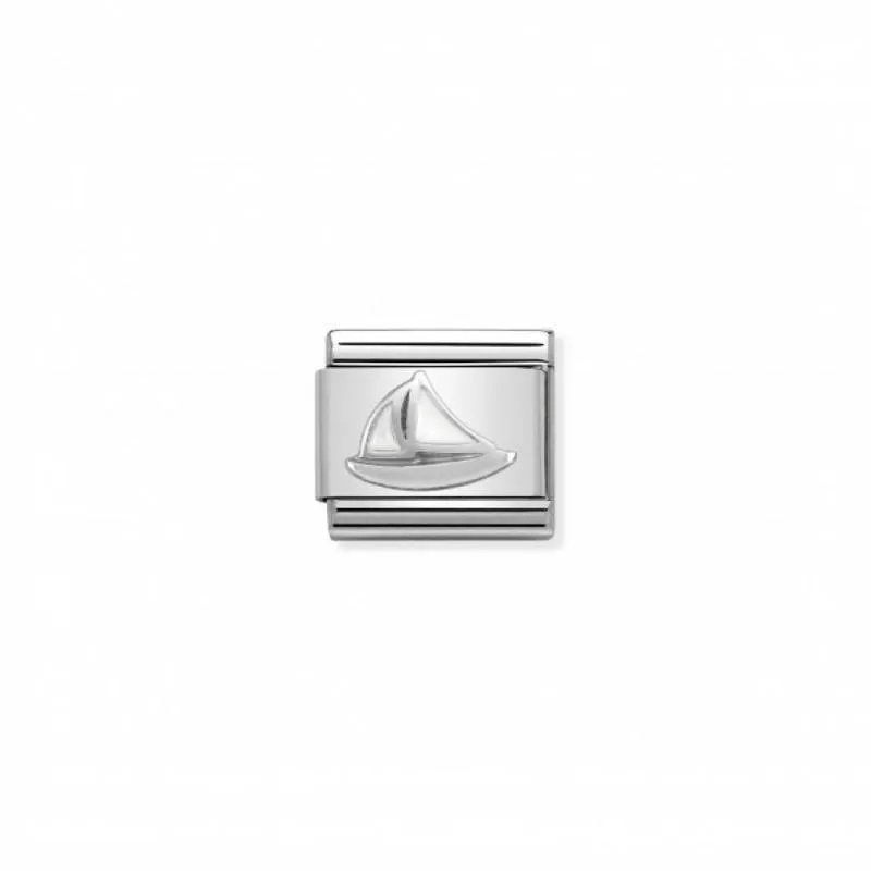 Nomination Composable Link Sail Boat, Silver & Enamel