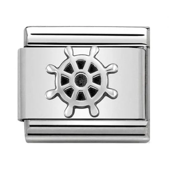 Nomination Silver Oxidised Boat Wheel Charm