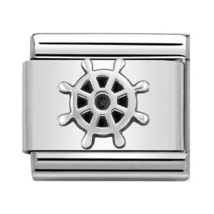 Nomination Silver Oxidised Boat Wheel Charm