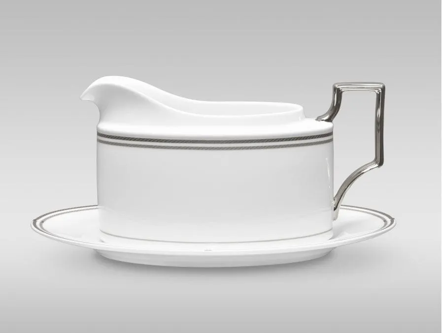 Noritake Aidan Platinum Gravy Boat & Stand AID012