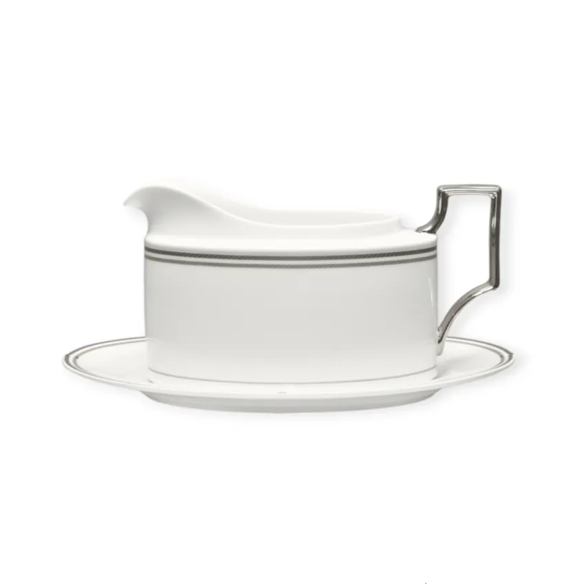 Noritake Aidan Platinum Gravy Boat & Stand AID012