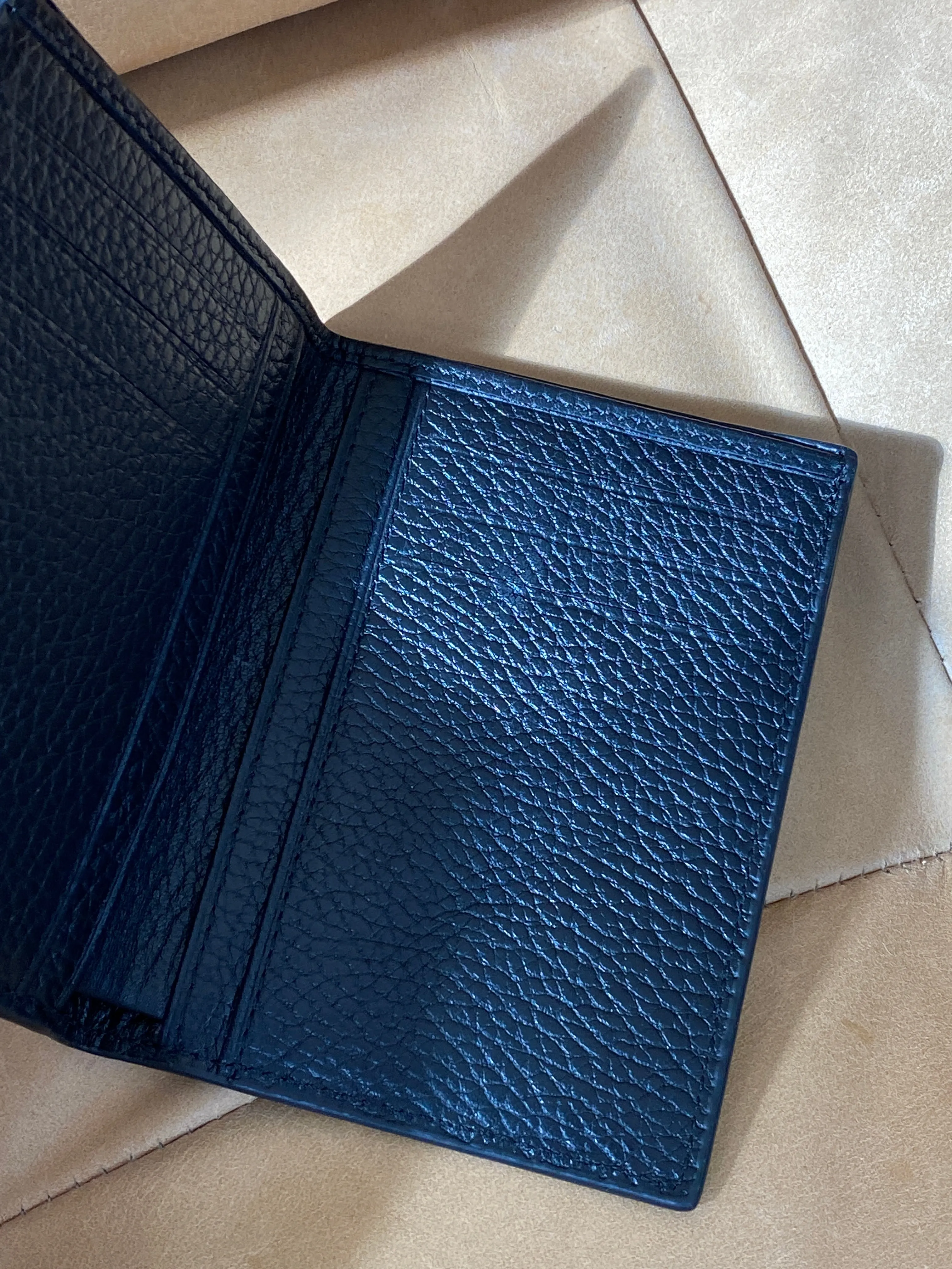 'Osaka' Black Grain Leather Card Wallet
