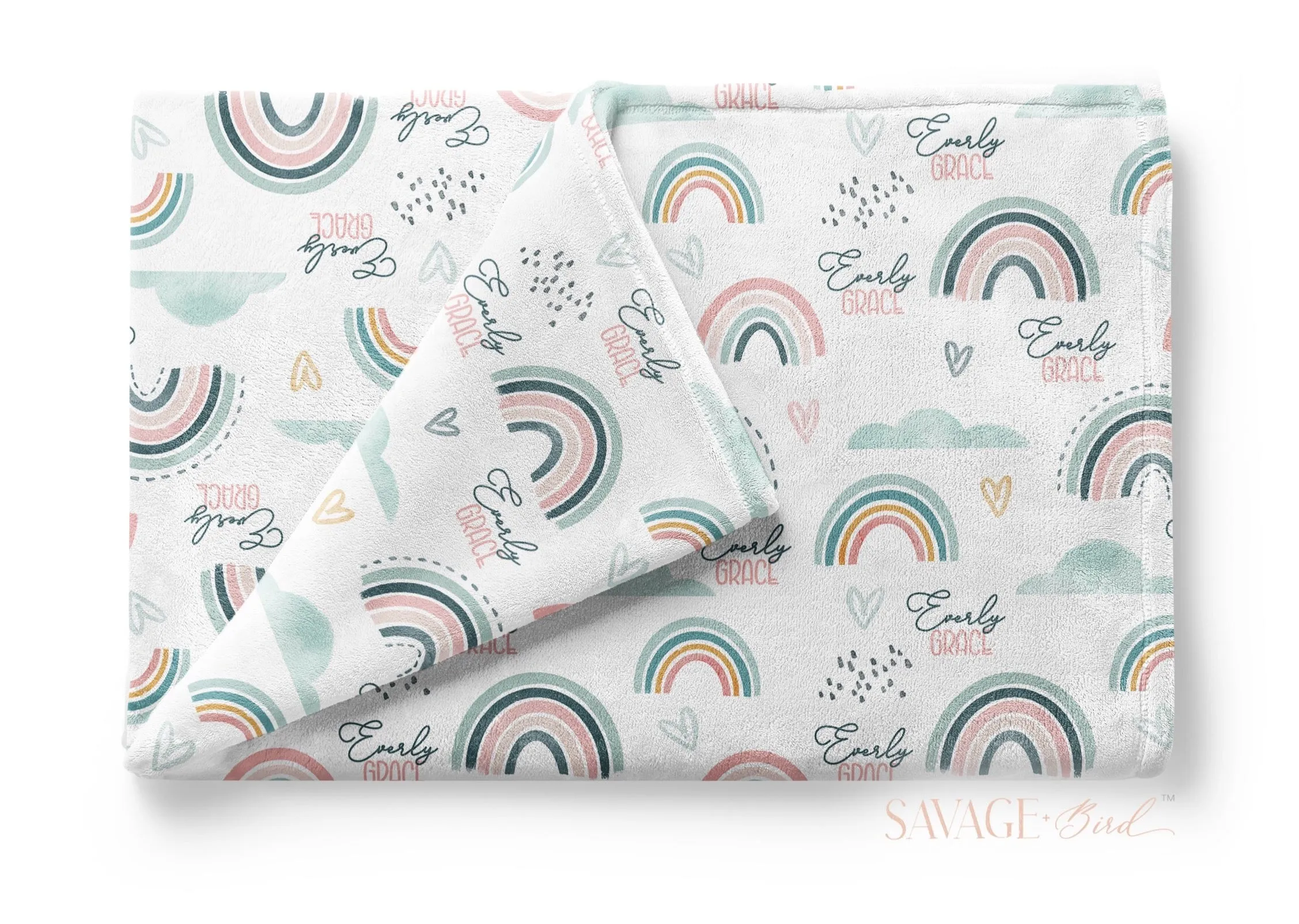 Pastel Rainbow Personalized Blanket