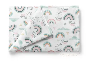 Pastel Rainbow Personalized Blanket