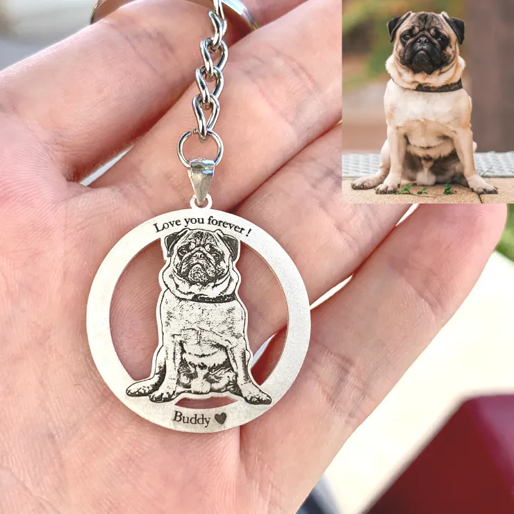 Personalized Circle Photo Keychain