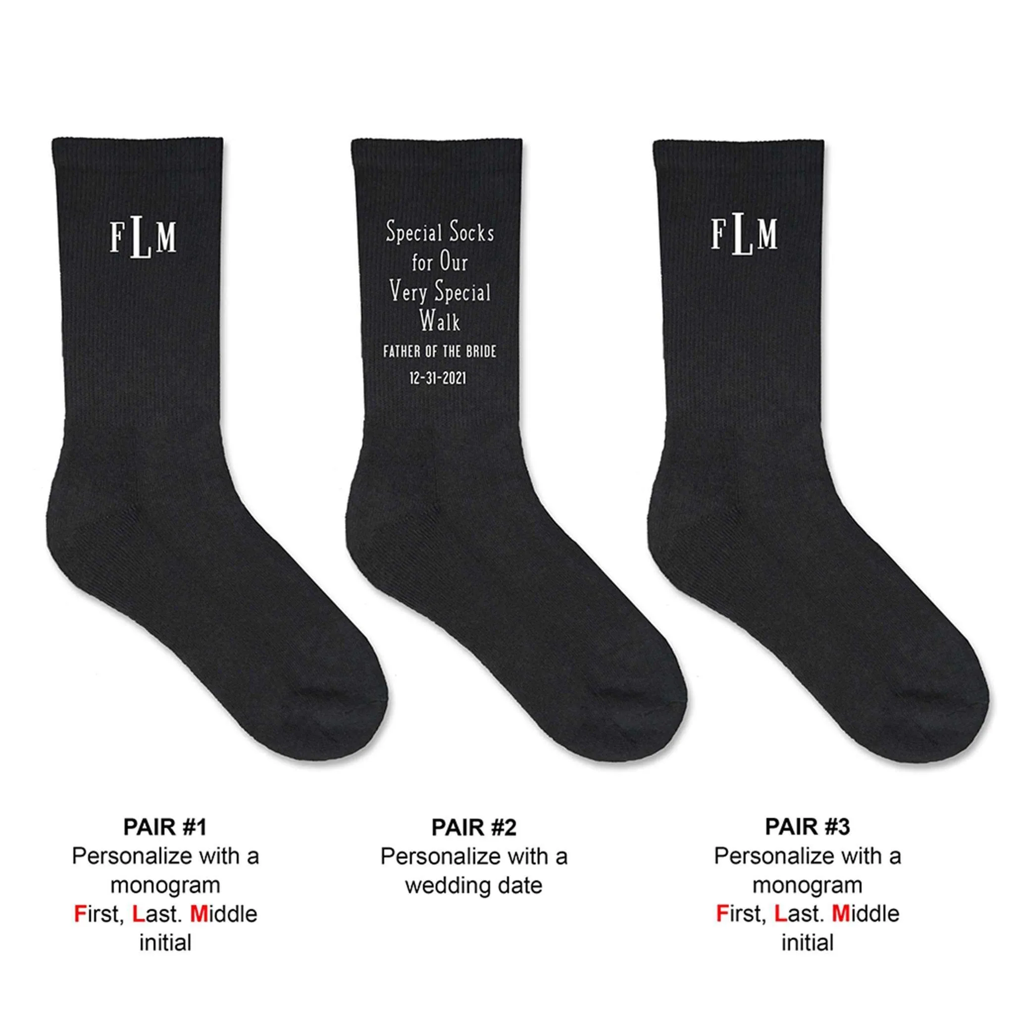 Personalized Monogrammed Socks for Father of the Bride