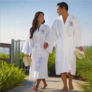 Personalized Mr. and Mrs. Waffle Weave Spa Robe Set
