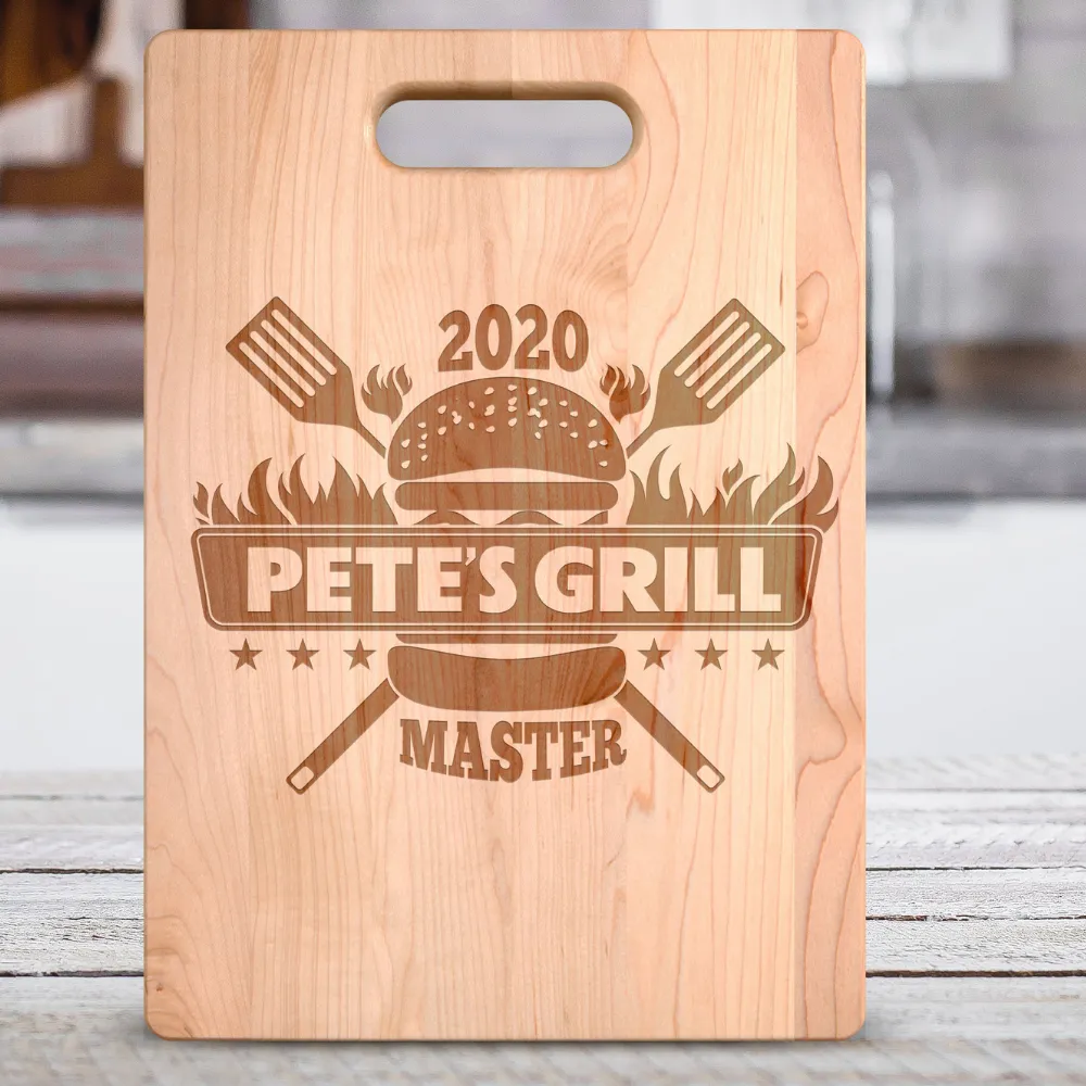 Personalized Names and Date Grill Master Premium Maple Cutting Board