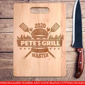 Personalized Names and Date Grill Master Premium Maple Cutting Board