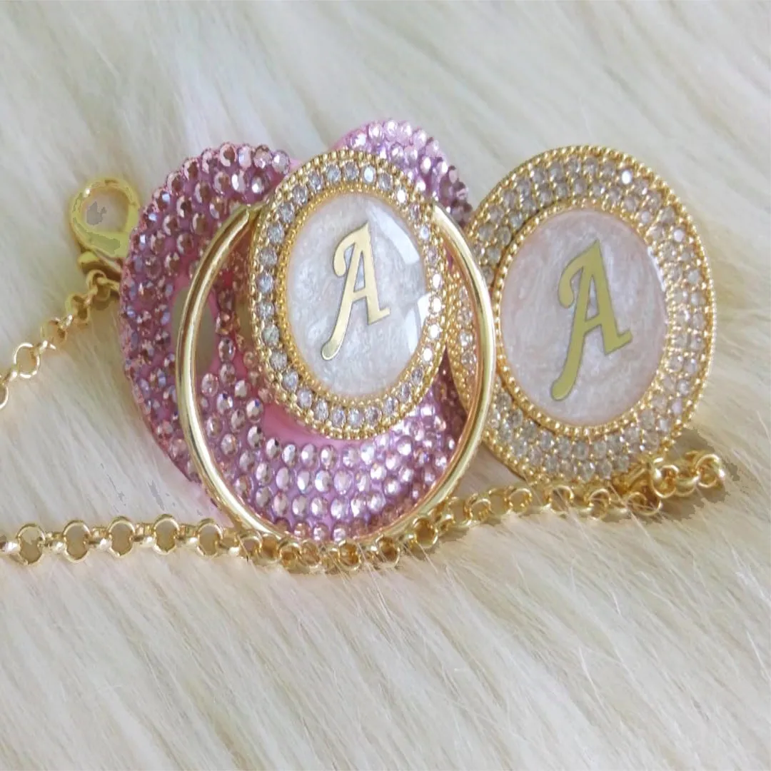 Personalized Pacifier with First Letter of Baby Name with Metal