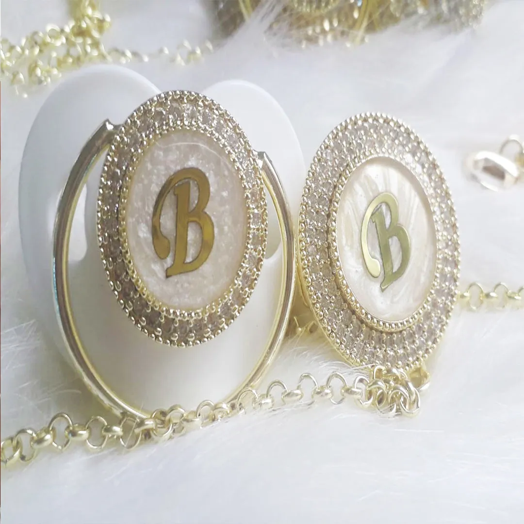 Personalized Pacifier with First Letter of Baby Name with Metal