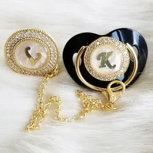 Personalized Pacifier with First Letter of Baby Name with Metal