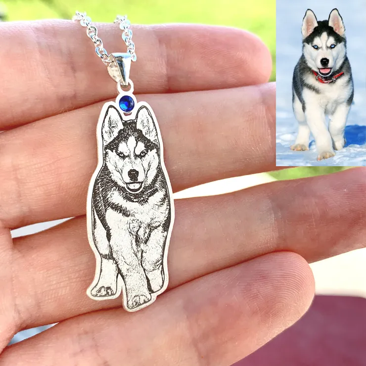 Personalized Photo Birthstone Necklace