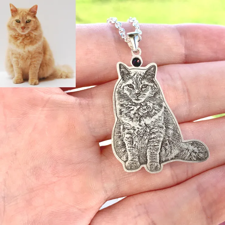 Personalized Photo Birthstone Necklace
