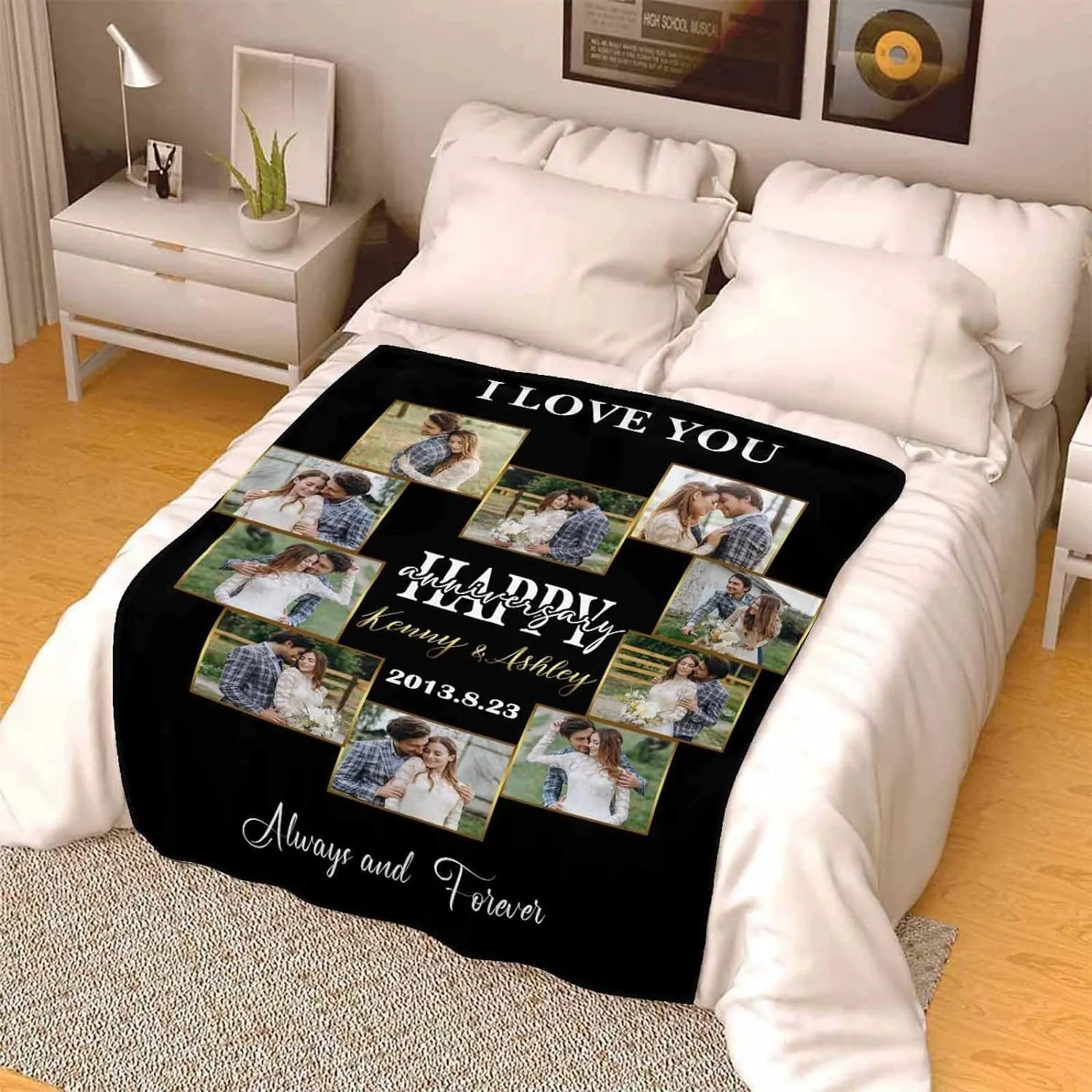 Personalized Photo Collage Anniversary Blanket, Custom Gifts